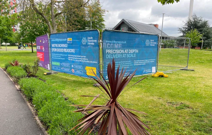Drift site hoarding at Aston university