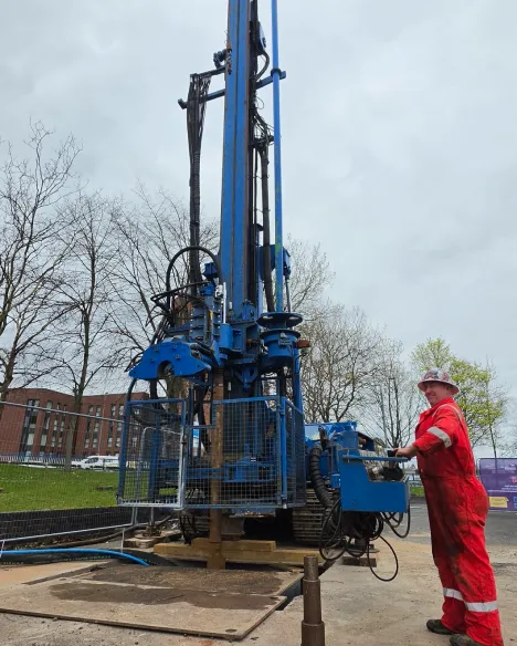 open loop geothermal system being drilled